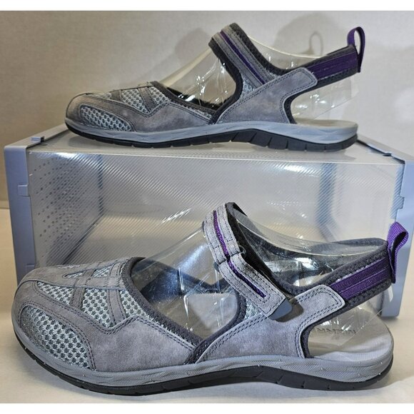 Merrell Women's Grey/ Purple/Black Siren 2 Wrap Hook&Loop Suede Sandals Size 11M - Picture 1 of 16